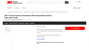 3M - 3M™ Thermal Transfer Label Material 7291