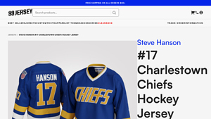 99jersey - Steve Hanson #17 Charlestown Chiefs Hockey Jersey