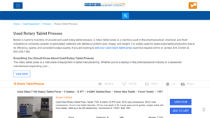 Aaron Equipment - Used Rotary Tablet Presses