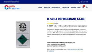 Ability Refrigerants - R-404A Refrigerant 5 lbs