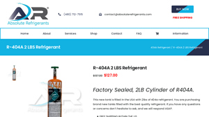 Absolute Refrigerants - R-404A 2 LBS Refrigerant