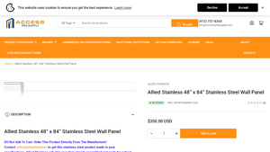 Allied Stainless - 48” x 84” Stainless Steel Wall Panel