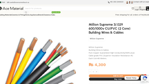 Million Supreme - Million Supreme 3/.029 600/1000v CU/PVC (2 Core) Building Wires & Cables