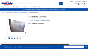 Aircraft Spruce - 6061T6 Bare Aluminum Sheets
