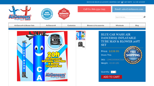 AirDancers.com - Blue Car Wash Air Dancers® Inflatable Tube Man & Blower 20ft Set