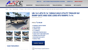 All American Trailer - U8-141-ATV Single Axle Utility Trailer