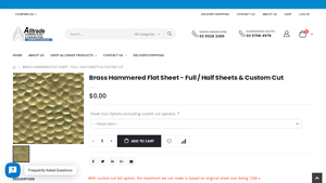 Alltrade Aluminium - Brass Hammered Flat Sheet