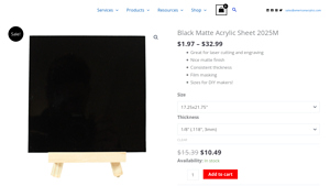 Americana Acrylics - Black Matte Acrylic Sheet 2025M