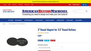 American Button Machines - 3 Round Magnet for 3.5 Round Buttons