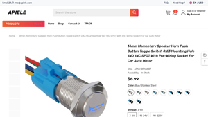 Apiele - 16mm Momentary Horn Push Button Switch