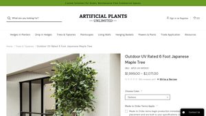 Artificial Plants Unlimited - Outdoor UV Rated 6 Foot Japanese Maple Tree