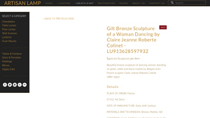 Artisan Lamp - Gilt Bronze Sculpture by Claire Jeanne Roberte Colinet