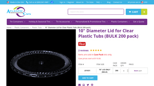 Atlantic Can - 10 Clear Plastic Lid for Tubs