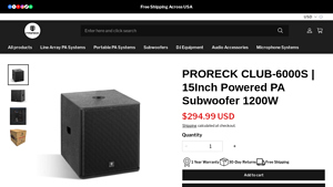 PRORECK - CLUB-6000S 15-Inch Powered PA Subwoofer
