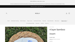 AVJ Baby Co - 4 Layer Bamboo Insert for Cloth Diapers