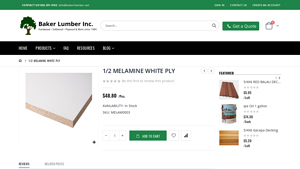 Baker Lumber - 1/2 Melamine White Ply