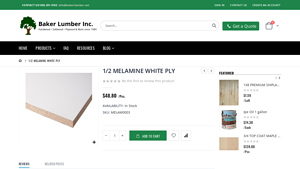 Baker Lumber - 1/2 Melamine White Ply