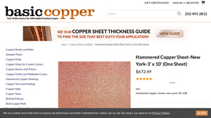 Basic Copper - Hammered Copper Sheet 3' x 10'