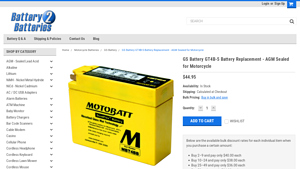 GS Battery - GT4B-5 AGM Motorcycle Replacement