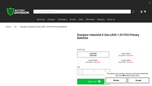 Energizer - Industrial D Size LR20 1.5V Battery
