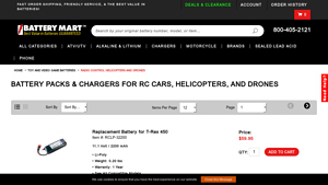 Battery Mart - Replacement Battery for T-Rex 450