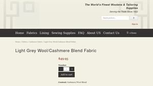B Black & Sons - Cashmere/Wool Blend Fabric