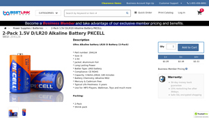 PKCELL - 2-Pack 1.5V D/LR20 Alkaline Battery