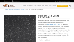 B&F Cabinet Stone & Floor - Black and Gold Quartz Countertops
