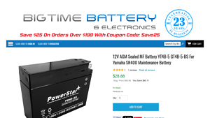 Big Time Battery - 12V AGM Sealed MF Battery YT4B-5 GT4B-5-BS