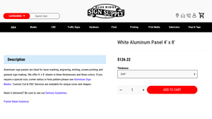 Blue Ridge Sign Supply Inc - White Aluminum Panel 4' x 8'