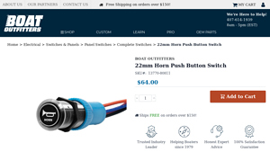 Boat Outfitters - 22mm Horn Push Button Switch