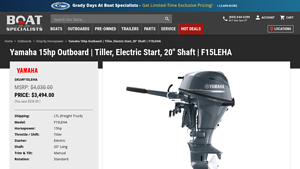 Boat Specialists - F15LEHA 15hp Outboard Motor