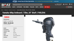Boat Specialists - F40LEHA 40hp Outboard Motor