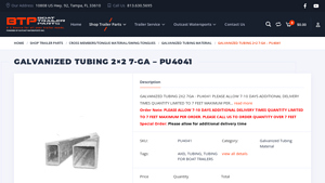 Galvanized - Tubing 2x2 7GA