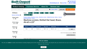 Bolt Depot - Brass Flat Slotted Screw #4-40 x 1/2