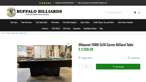 Olhausen - YORK 5x10 Carom Billiard Table