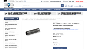 Buy Fittings Online - Black Pipe Nipples 1/2 x 2 Schedule 40