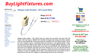 Buy Light Fixtures - Halogen Light Sockets - G9 Looped Base
