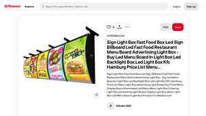 Fast Food LED - Illuminated Menu Display