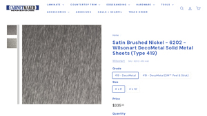 Wilsonart - Satin Brushed Nickel Solid Metal Sheets
