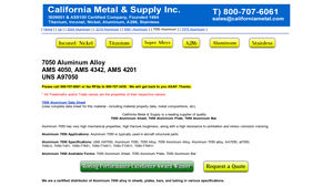 California Metal - 7050 Aluminum Alloy