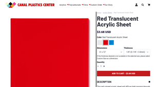 Canal Plastic - Red Translucent Acrylic Sheet