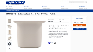 Carlisle - Coldmaster® Food Pan 1/3 Size