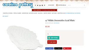 Carolina Pottery - 12 White Decorative Leaf Plate
