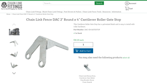 Chain Link Fittings - DAC 2 Round x 4 Cantilever Roller Gate Stop