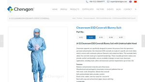 Chenigen - A-52 Cleanroom ESD/Anti-Static Coverall Bunny Suit