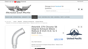 Peterbilt - 58 Degree Chrome Exhaust Elbow