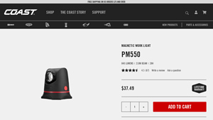 Coast Portland - PM550 840 Lumen Alkaline Dual Power Magnetic LED Work Light