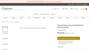 Ashley Furniture - Chalanna White Lacquer King Upholstered Panel Storage Bed