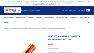 NEBO - 3.7V 4000 MAH 21700 Li-Ion Rechargeable Battery
